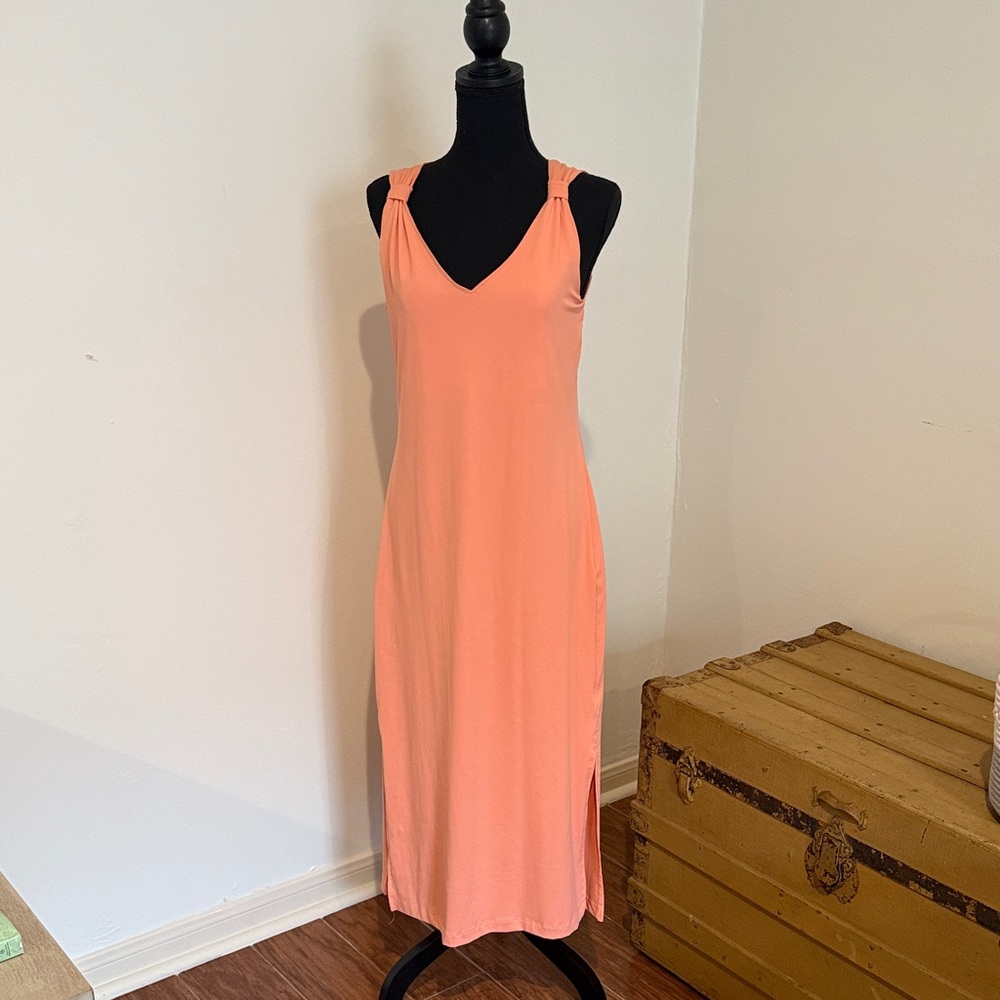 Peach Sleeveless Midi Dress